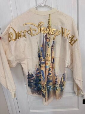 Disney Cream 50th Anniversary Castle Pullover spirit jersey with Gold Detail